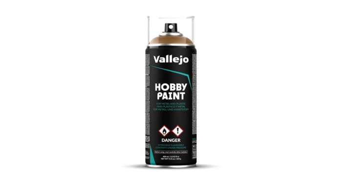 Vallejo Aerosol Spray Primer - Leather Brown 400ml Old Packaging