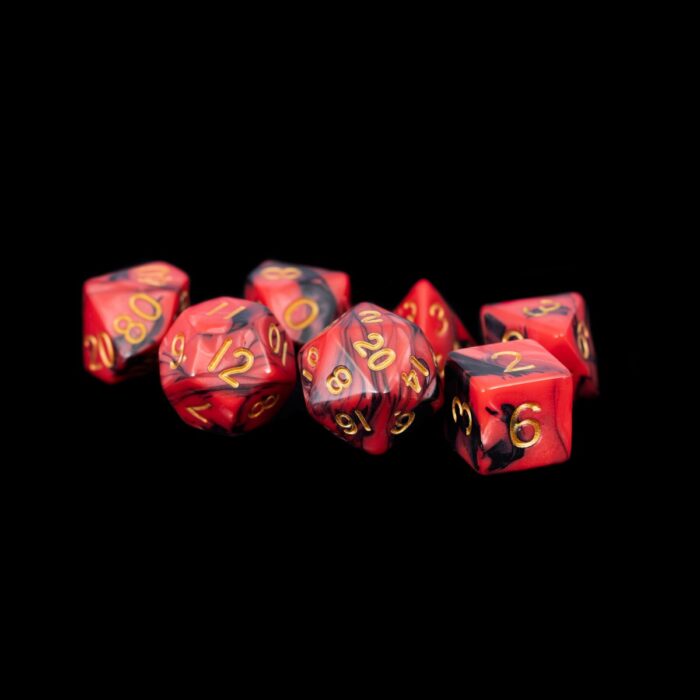 MDG - Acrylic Dice: Red/Black w/ Gold Numbers Poly