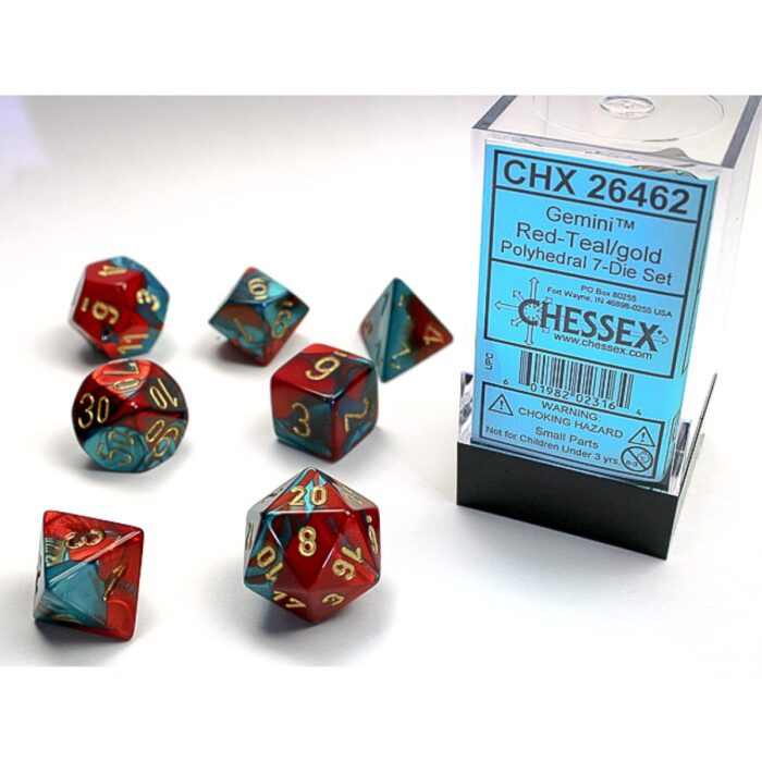 Chessex - Gemini Orange-Steel w/gold Classic Polyh