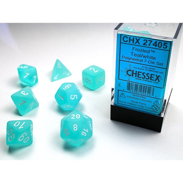 Chessex - Frosted Teal w/white Classic Polyhedral
