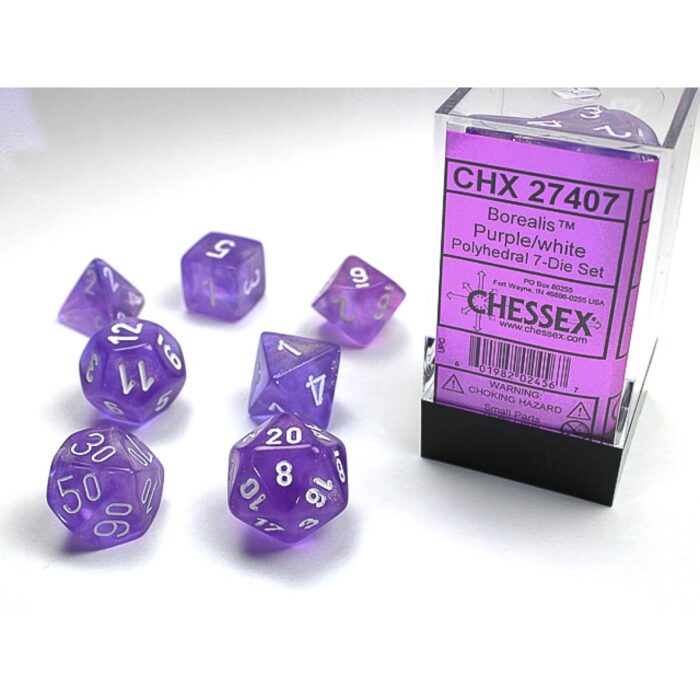 Chessex - Borealis Purple w/white Signature Polyhedral