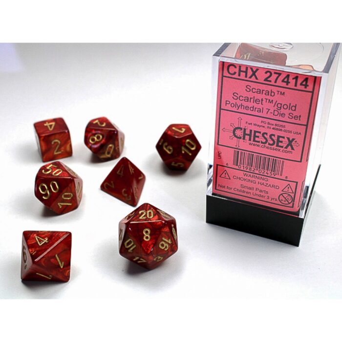 Chessex - Scarab Scarlet w/gold Signature Polyhedr