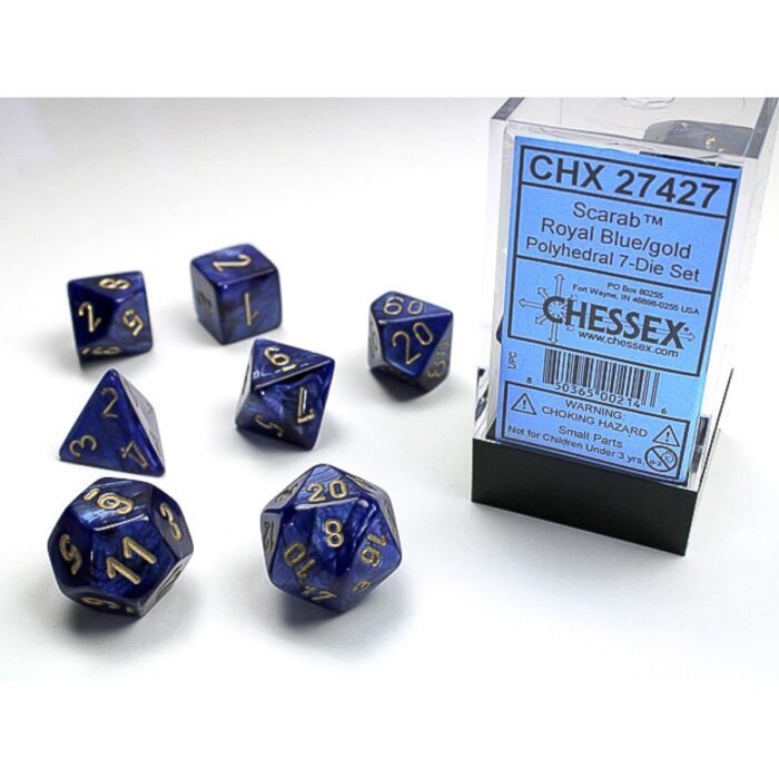 Chessex - Scarab Royal Blue w/gold Signature Polyh