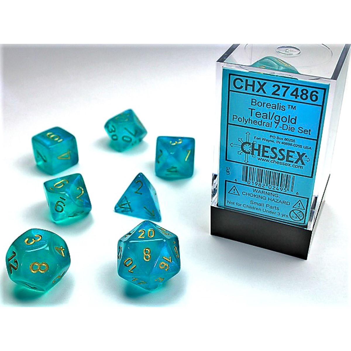 Chessex - Borealis Teal w/gold Signature Polyhedral