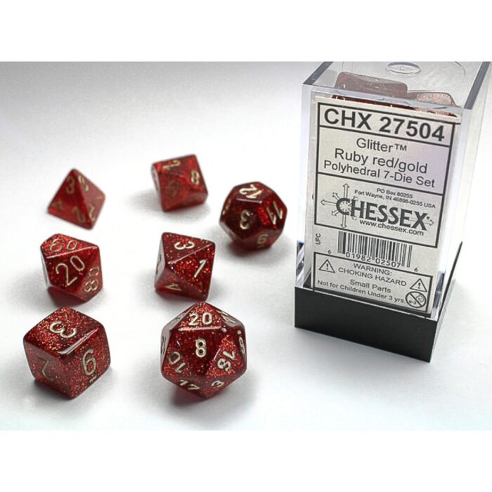 Chessex - Glitter Ruby w/gold Signature Polyhedral