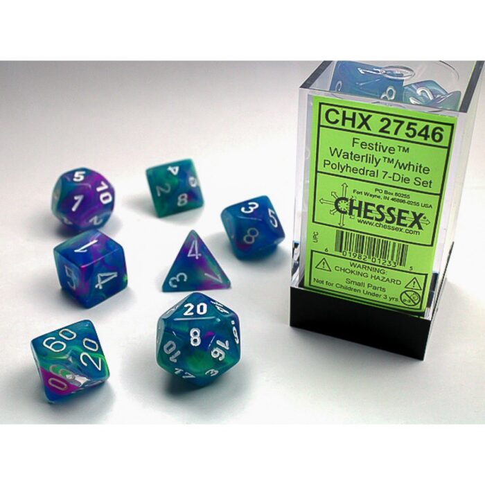 Chessex - Festive Waterlily w/white Signature Poly