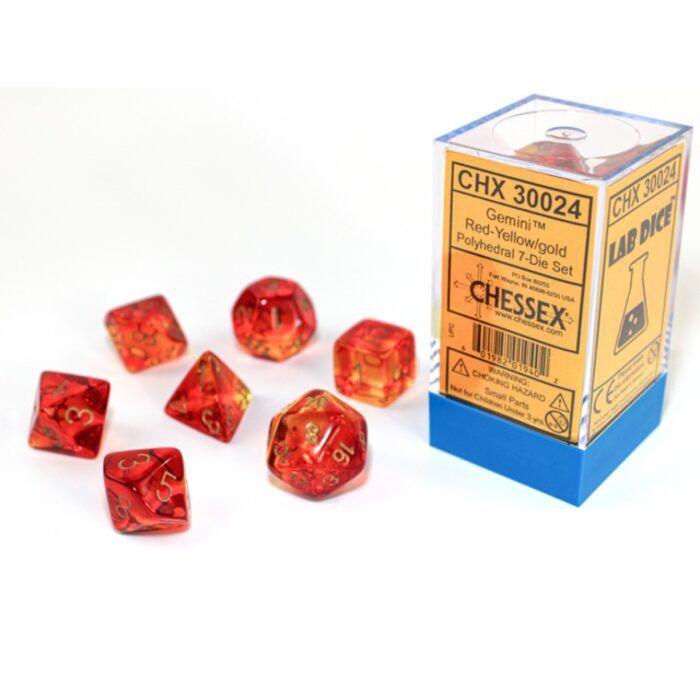 Chessex - Gemini Translucent Red-Yellow/gold Polyh