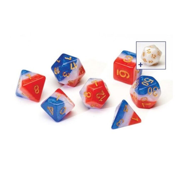 Sirius Dice Set - Red White Blue Semi Transparent