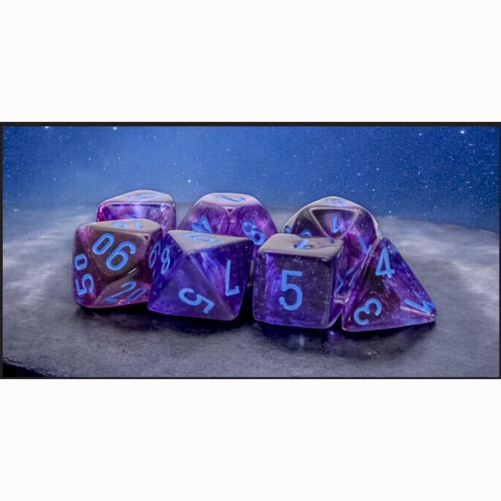 Chessex – Nebula Nocturnal/blue Luminary Mega-hedral 7-Die Set