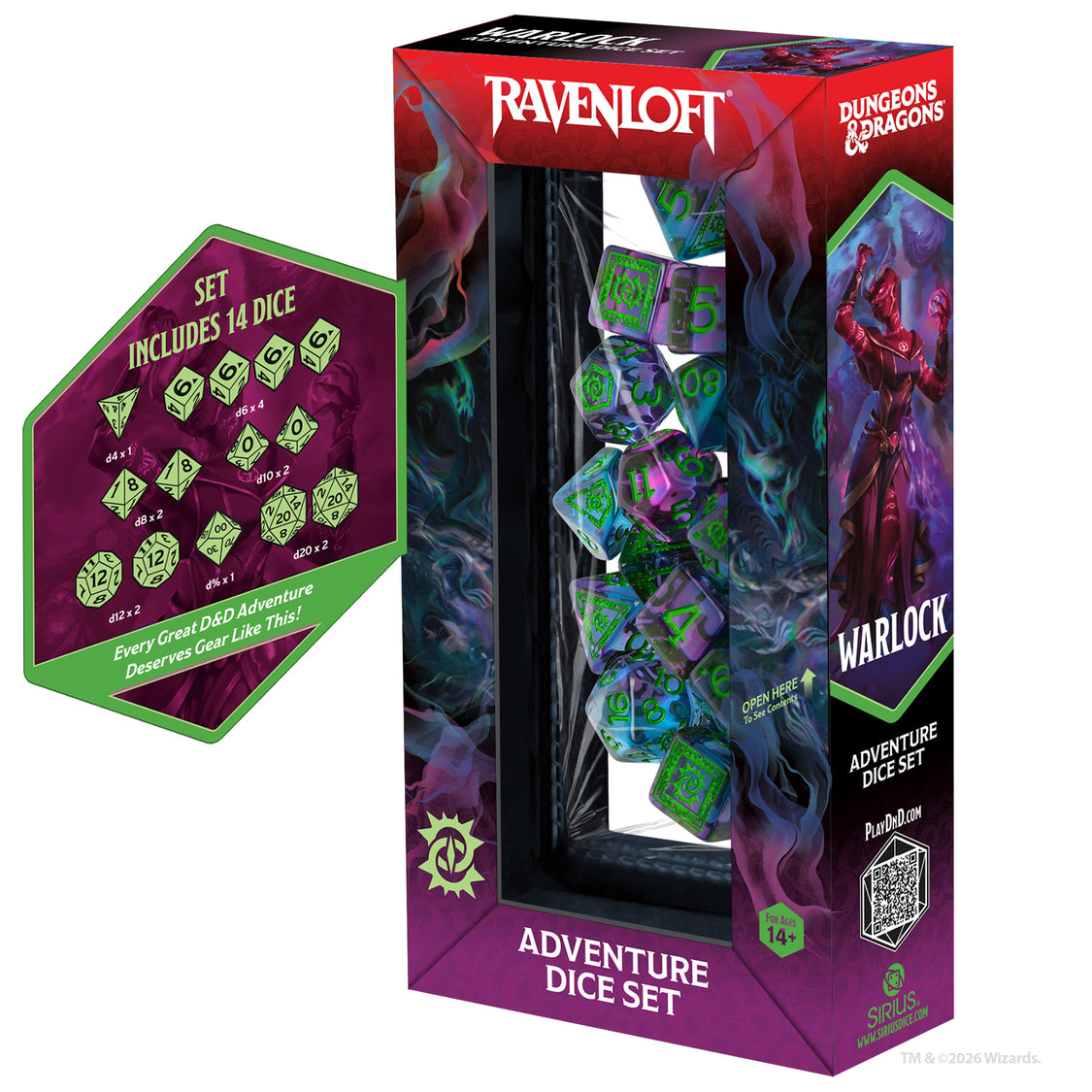 D&D Adventure Dice – Warlock: Purple, Green - Image 2