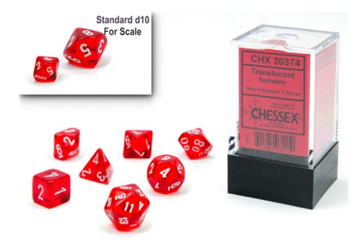 Chessex - Translucent Mini-hedral™ Red/white 7-Die Set