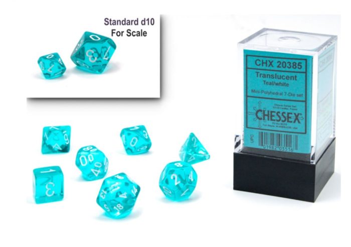 Chessex - Translucent Mini-hedral™ Teal/white 7-Die Set