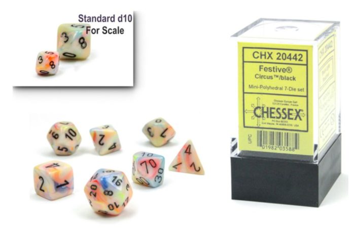 Chessex - Festive® Mini-hedral™ Circus™/black 7-Die set