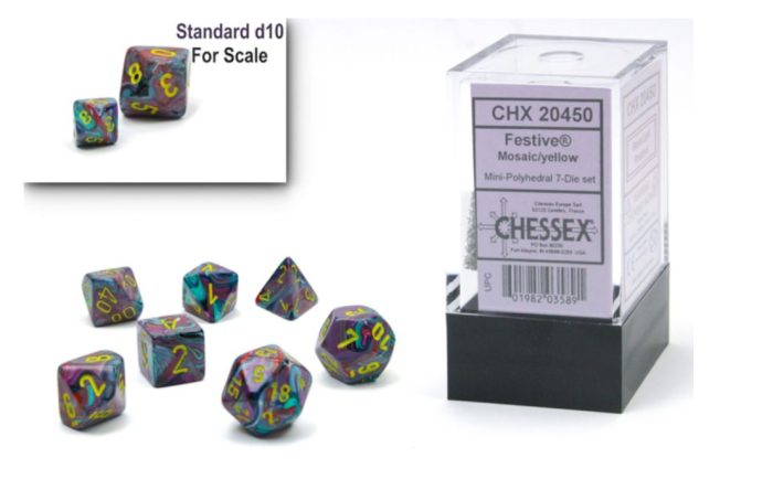 Chessex - Festive® Mini-hedral™ Mosaic/yellow 7-Die set