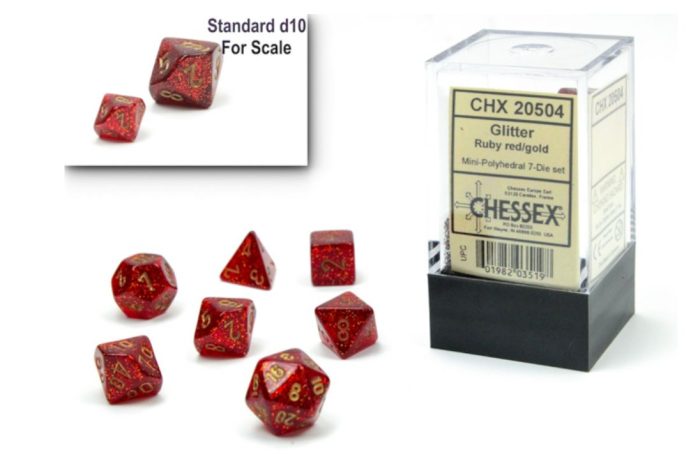 Chessex - Glitter Mini-hedral™ Ruby/gold 7-Die Set