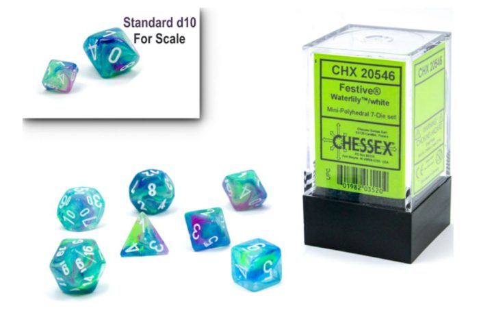 Chessex - Festive® Mini-hedral™ Waterlily™/white 7-Die set