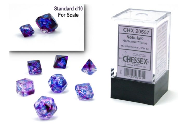 Chessex - Nebula® Mini-hedral™ Nocturnal™/blue Luminary™ 7-Die set