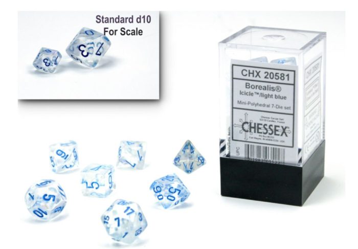 Chessex - Borealis® Mini-hedral™ Icicle™/light blue Luminary™ 7-Die set