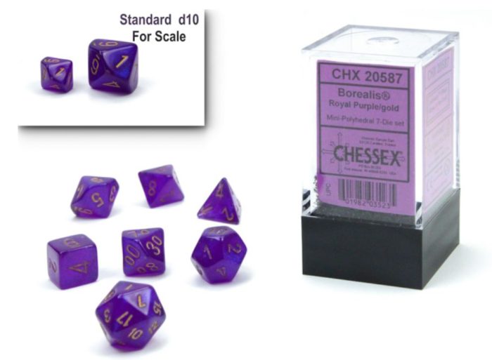 Chessex - Borealis® Mini-hedral™ Royal Purple/gold Luminary 7-Die set