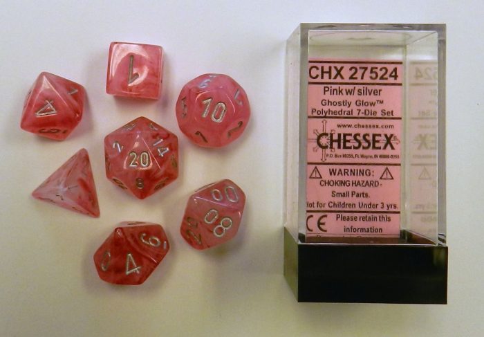 Ghostly Glow™ Polyhedral Pink/silver 7-Die Set