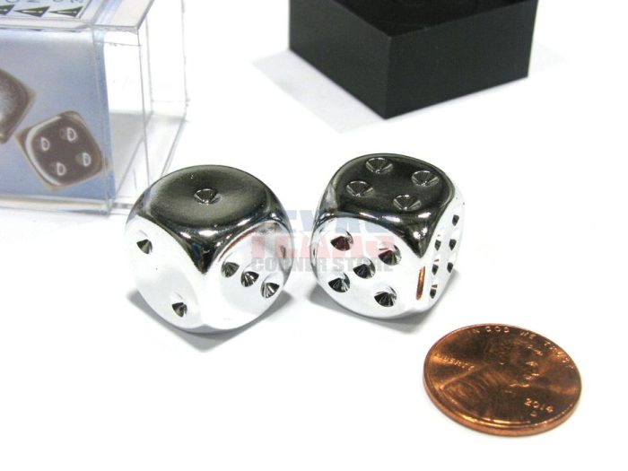 Chessex - Silver Metallic 16mm d6 Pair