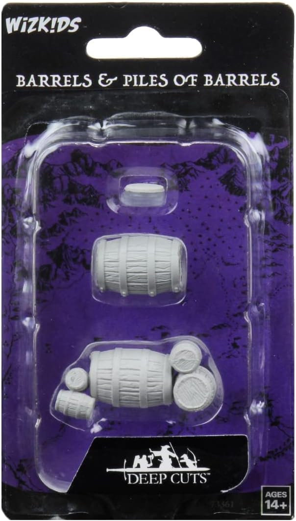WizKids Deep Cuts Unpainted Miniatures: Barrel & Pile of Barrels