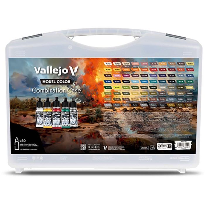 Vallejo - Combination Case. Includes: 80 Colors selected for BSL combinations (base, shadow & light tones) - 80 Colors case