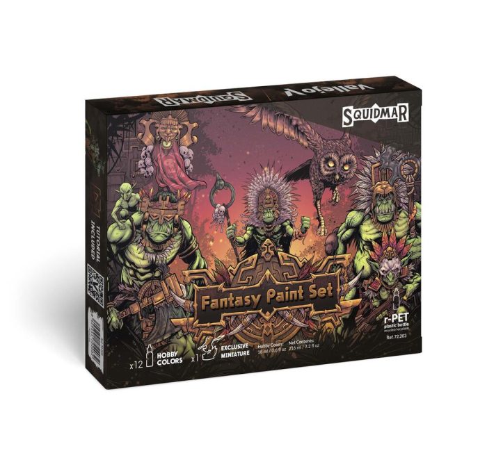 Vallejo - Game Color - 12 Colors + figure - Fantasy Paint Set by Squidmar Miniatures
