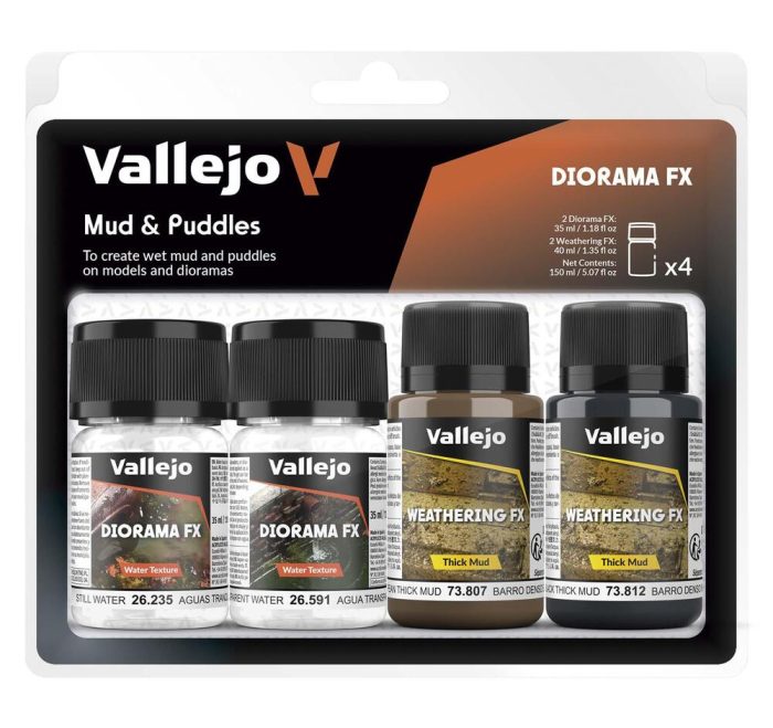 Vallejo - Diorama Effects - Set Mud & Puddles (4) 35ml