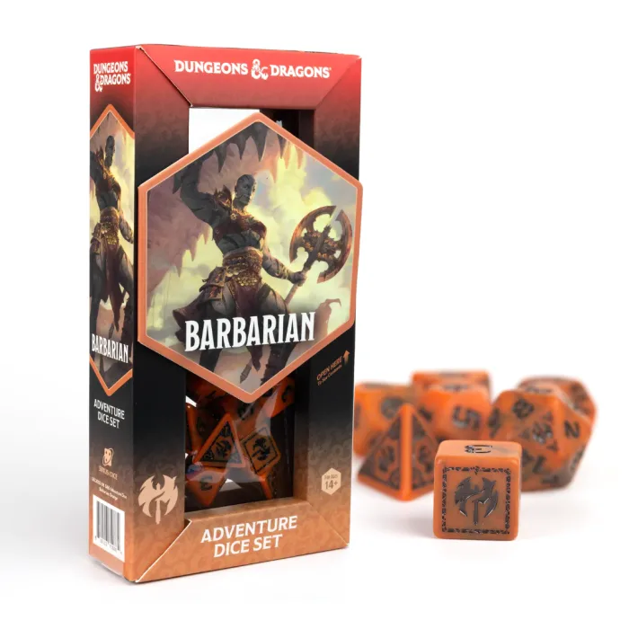 Sirius Dice - D&D Adventure Dice - Barbarian - Orange