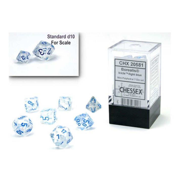 Chessex - Borealis® Mini-hedral™ Icicle™/light blue Luminary™ 7-Die set