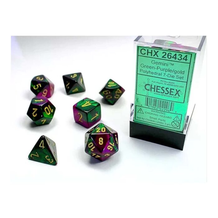 Chessex - Gemini Black-Green w/Gold Classic Polyhe