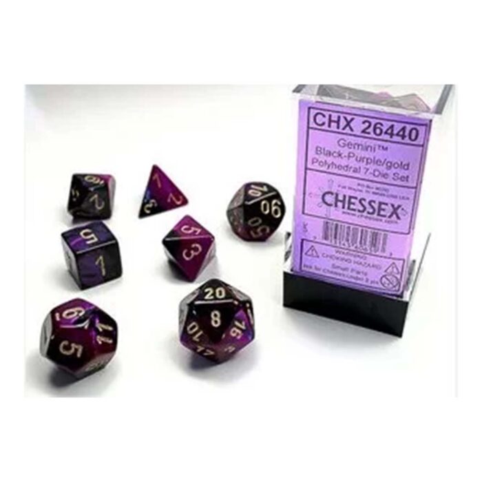 Chessex - Gemini Black-Purple/gold 7-Die Set