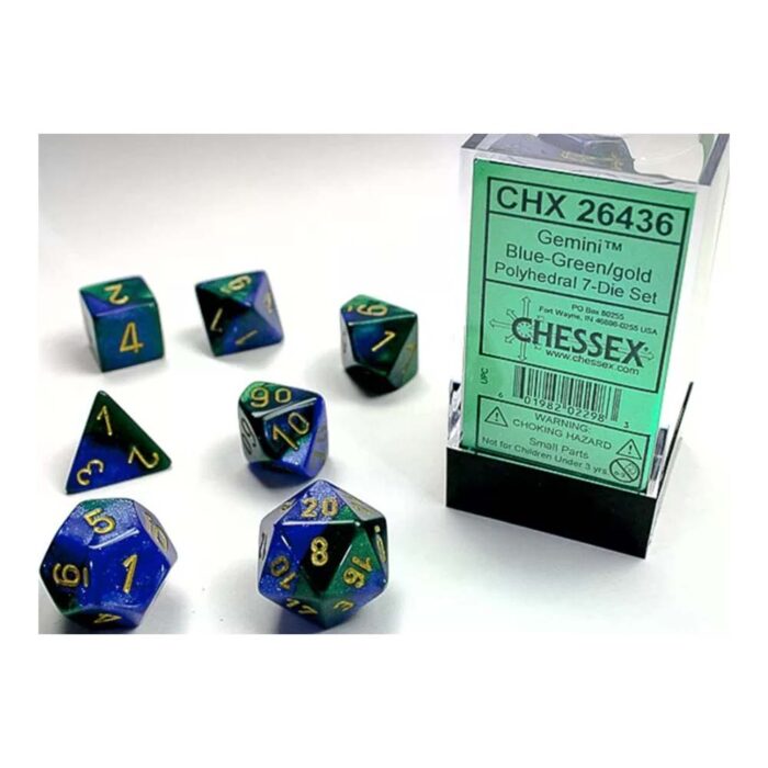 Chessex - Gemini Blue-Green/Gold 7-Die Set