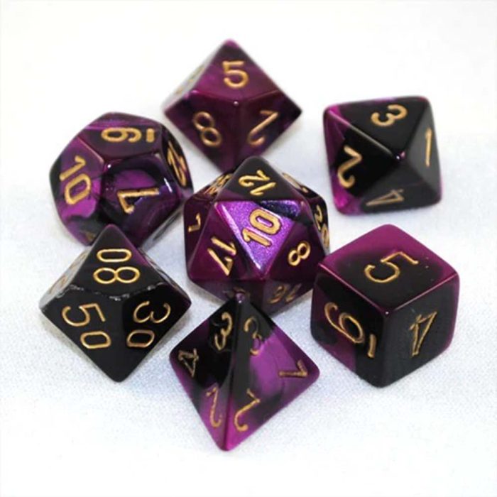Chessex - Gemini Mini-hedral Black-Purple/gold 7-Die Set
