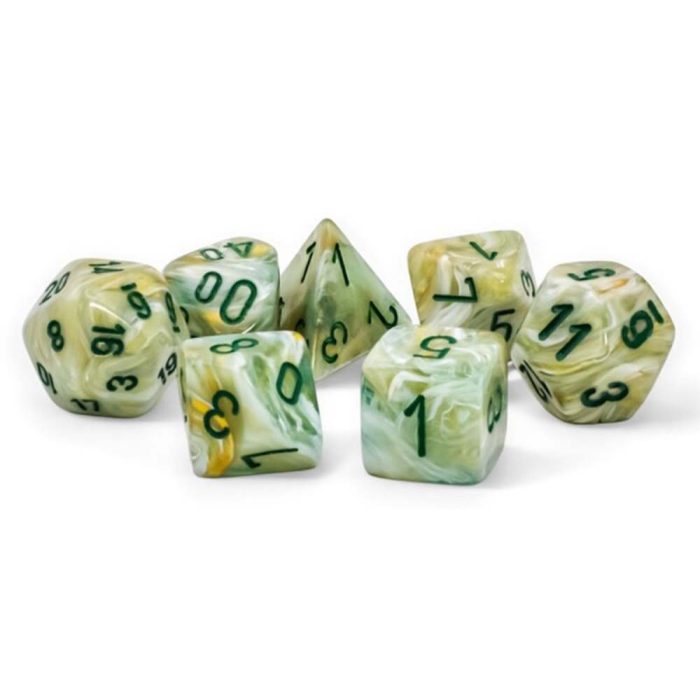 Chessex - Marble Mini-hedral Green/dark green 7-Die Set