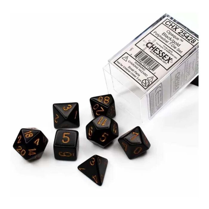 Chessex - Opaque Polyhedral Black/Gold 7-Die Set