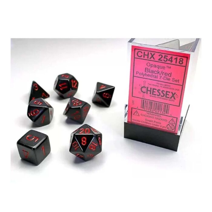 Chessex - Opaque Polyhedral Black/red 7-Die Set