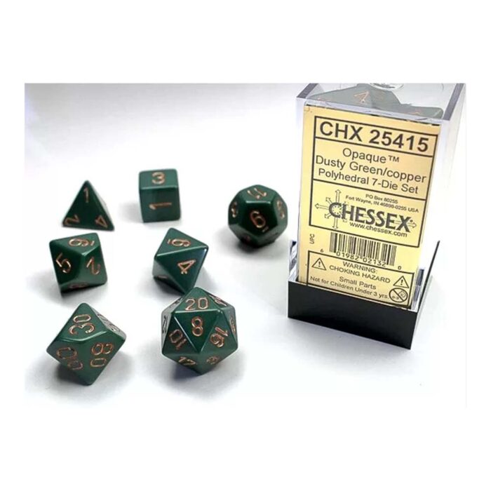 Chessex - Opaque Polyhedral Dice Set Dusty Green-G