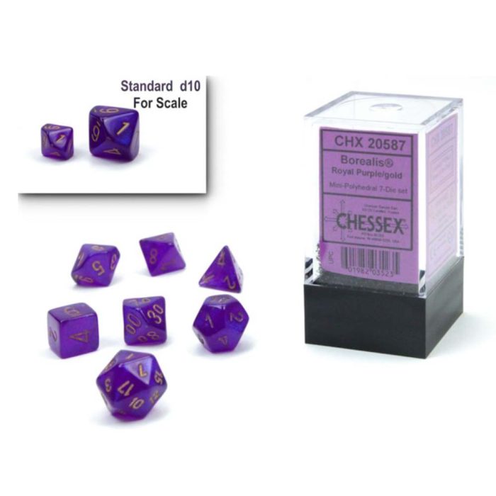 Chessex - Borealis® Mini-hedral™ Royal Purple/gold Luminary 7-Die set