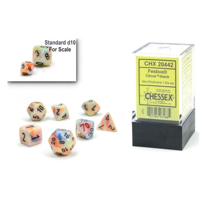 Chessex - Festive® Mini-hedral™ Circus™/black 7-Die set