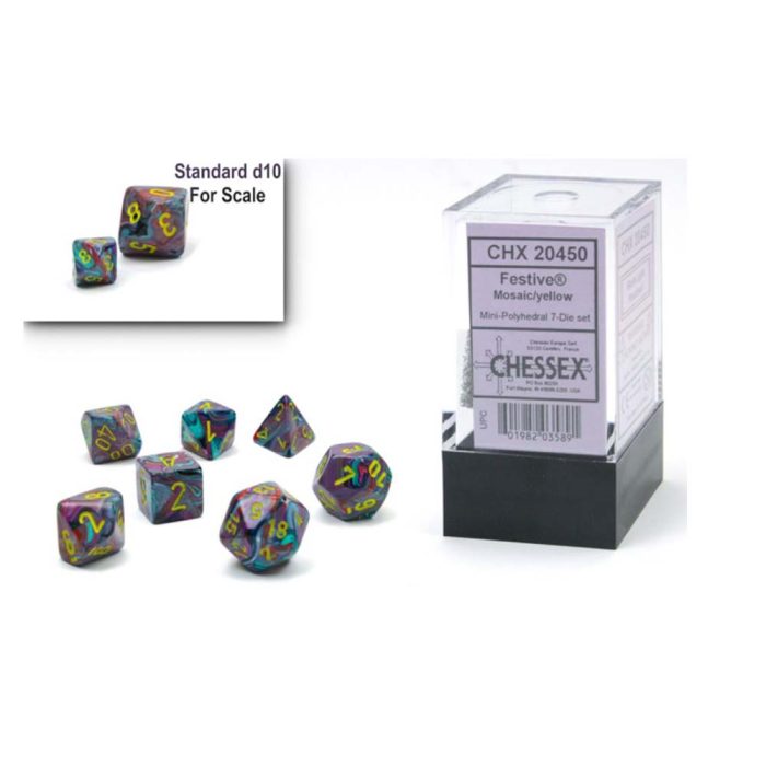 Chessex - Festive® Mini-hedral™ Mosaic/yellow 7-Die set