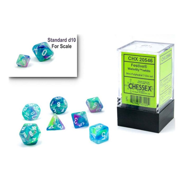 Chessex - Festive® Mini-hedral™ Waterlily™/white 7-Die set