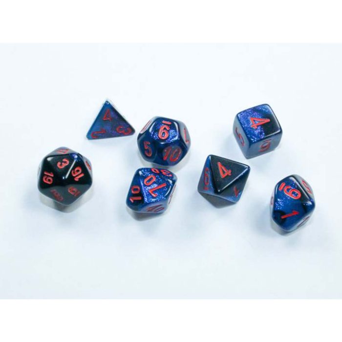 Chessex - Gemini® Mini-hedral™ Black-Starlight™/red 7-Die Set