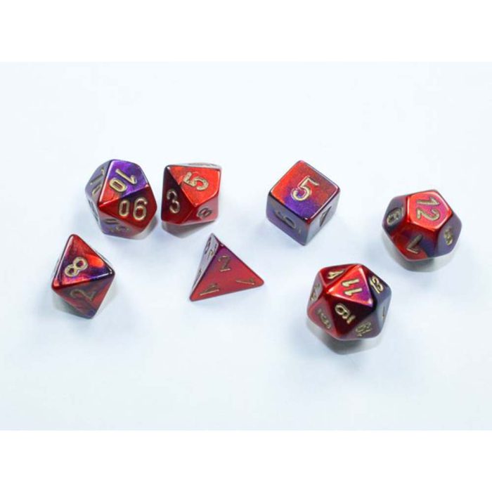 Chessex - Gemini® Mini-hedral™ Purple-Red/gold 7-Die Set