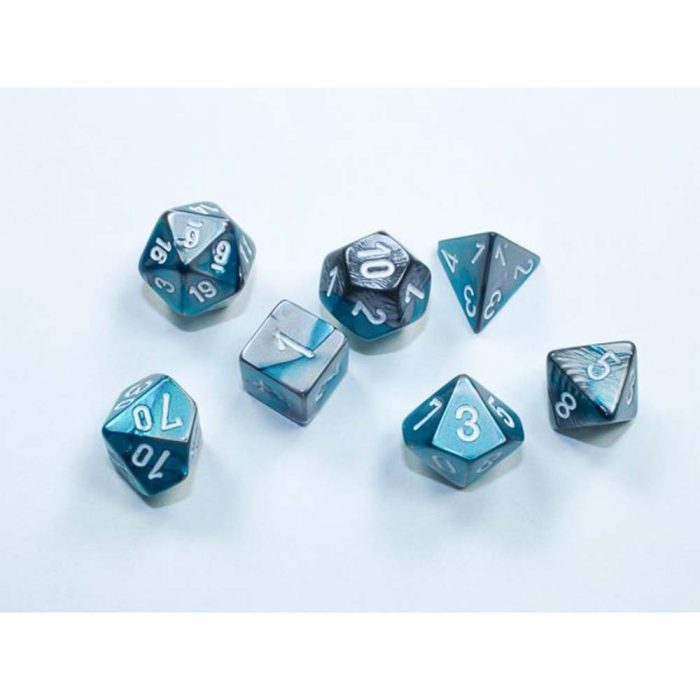 Chessex - Gemini® Mini-hedral™ Steel-Teal/white 7-Die Set