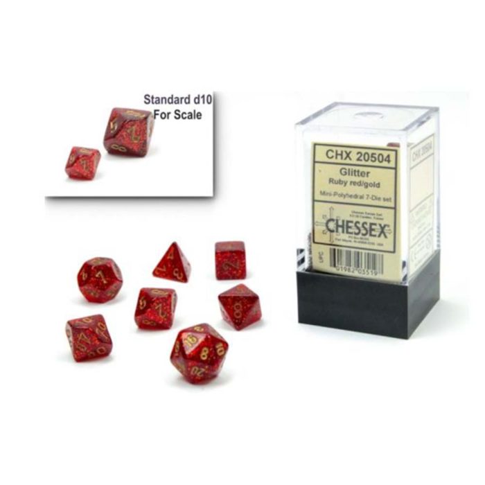 Chessex - Glitter Mini-hedral™ Ruby/gold 7-Die Set