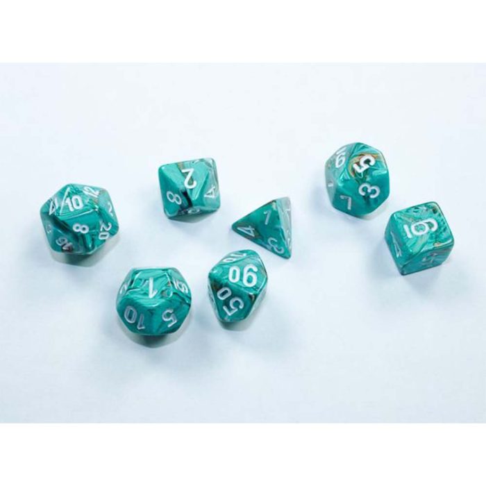 Chessex - Marble Mini-hedral™ Oxi-Copper™/white 7-Die Set
