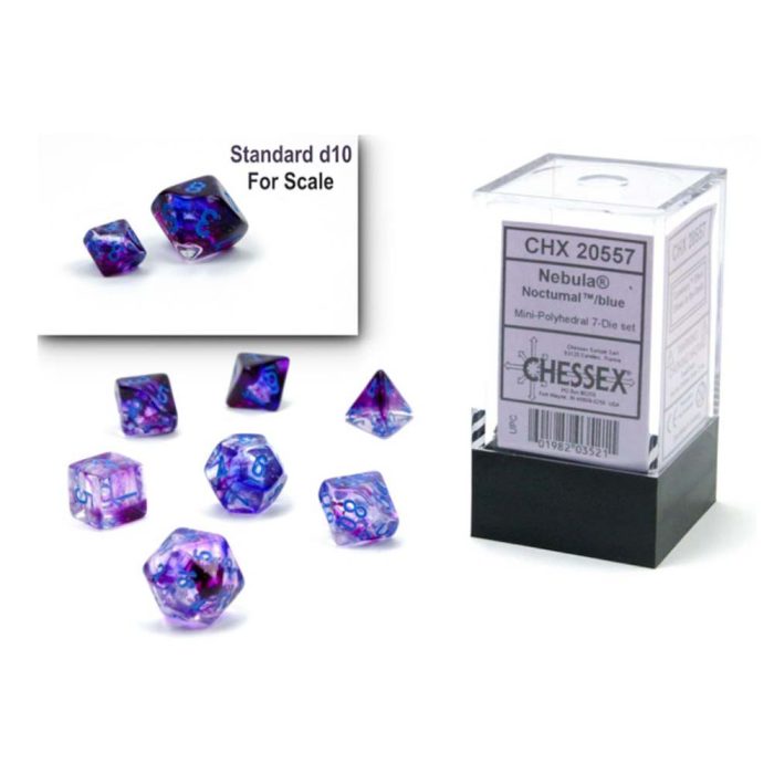 Chessex - Nebula® Mini-hedral™ Nocturnal™/blue Luminary™ 7-Die set