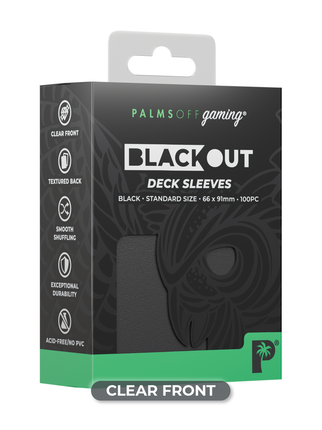 Palms Off Blackout Deck Sleeves (100) Black (Clear Front)